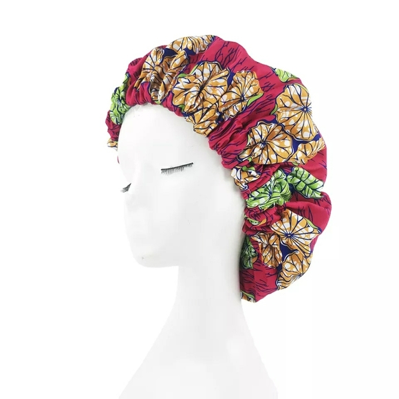 African Print Satin Lined Bonnet - Picture 1 of 2